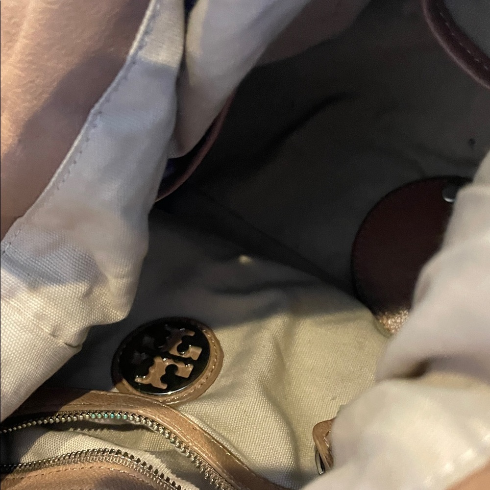 Tan Tory Burch Leather Shoulder Bag with Chain Strap - Picture 5 of 6